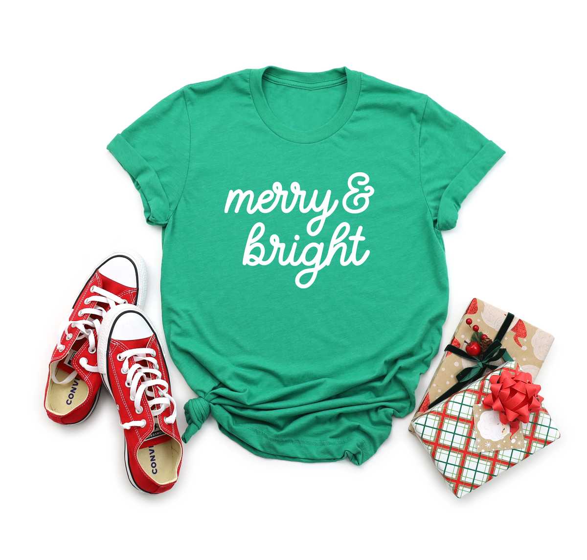 Merry and Bright Green Tee